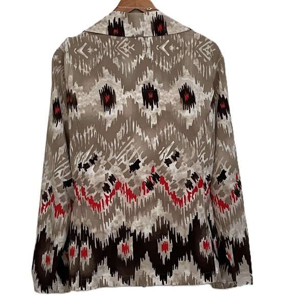 Ikat Zip Front Long Sleeve Anorak Jacket Chico's Zenergy XL - Picture 2 of 5